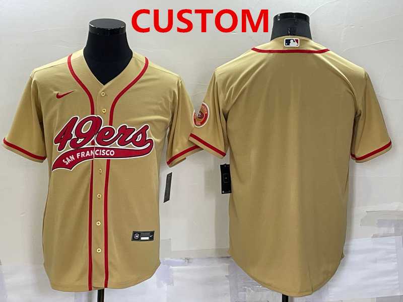 Men%27s San Francisco 49ers Custom Gold Stitched MLB Cool Base Nike Baseball Jersey